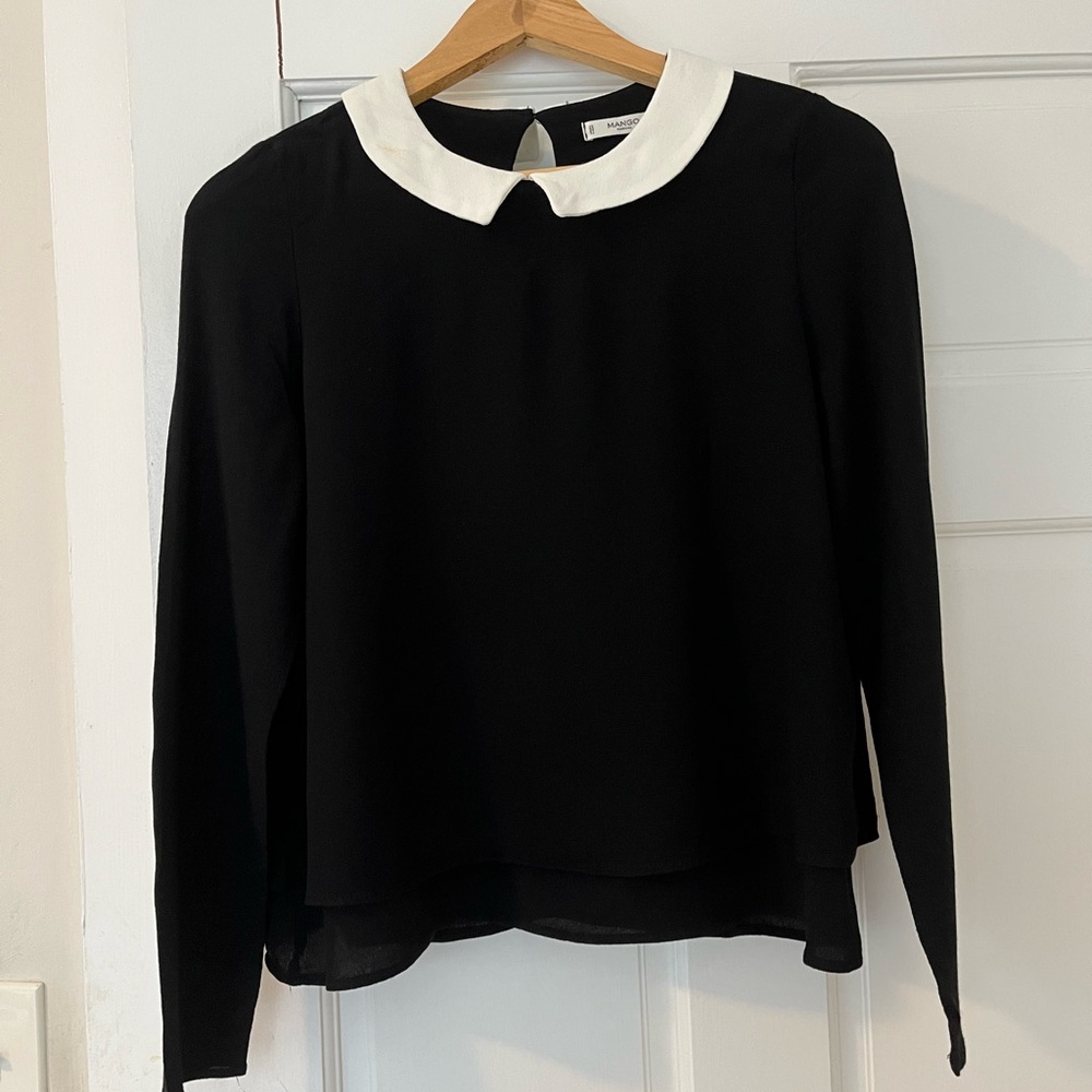 Mango Black and White Top